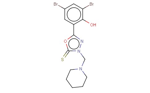 1,3,4-OXADIAZOLE-2(3H)-THIONE, 5-(3,5-DIBROMO-2-HYDROXYPHENYL)-3-(1-PI PERIDINYLMETHYL)-